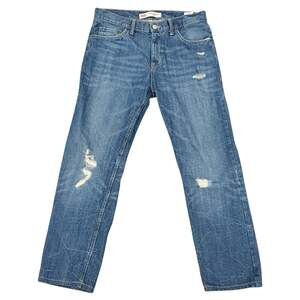 Women’s Levi 502 Regular Taper Jeans Medium Wash 18 Reg 29x29 Distressed Denim